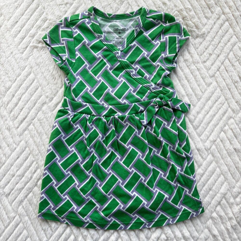 Diane Von Furstenberg Target 18M Green Wrap Dress Geometric Print